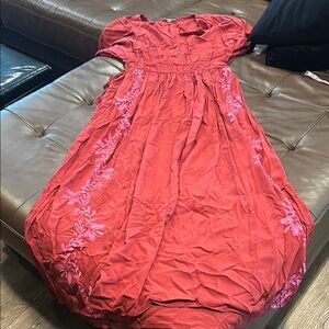 NWOT Knox Rose Red Maxi Dress with Pink Embroidery